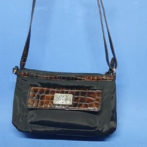 Brighton Elegant Black and Brown Women's Bag Faux Patent Leather Accents